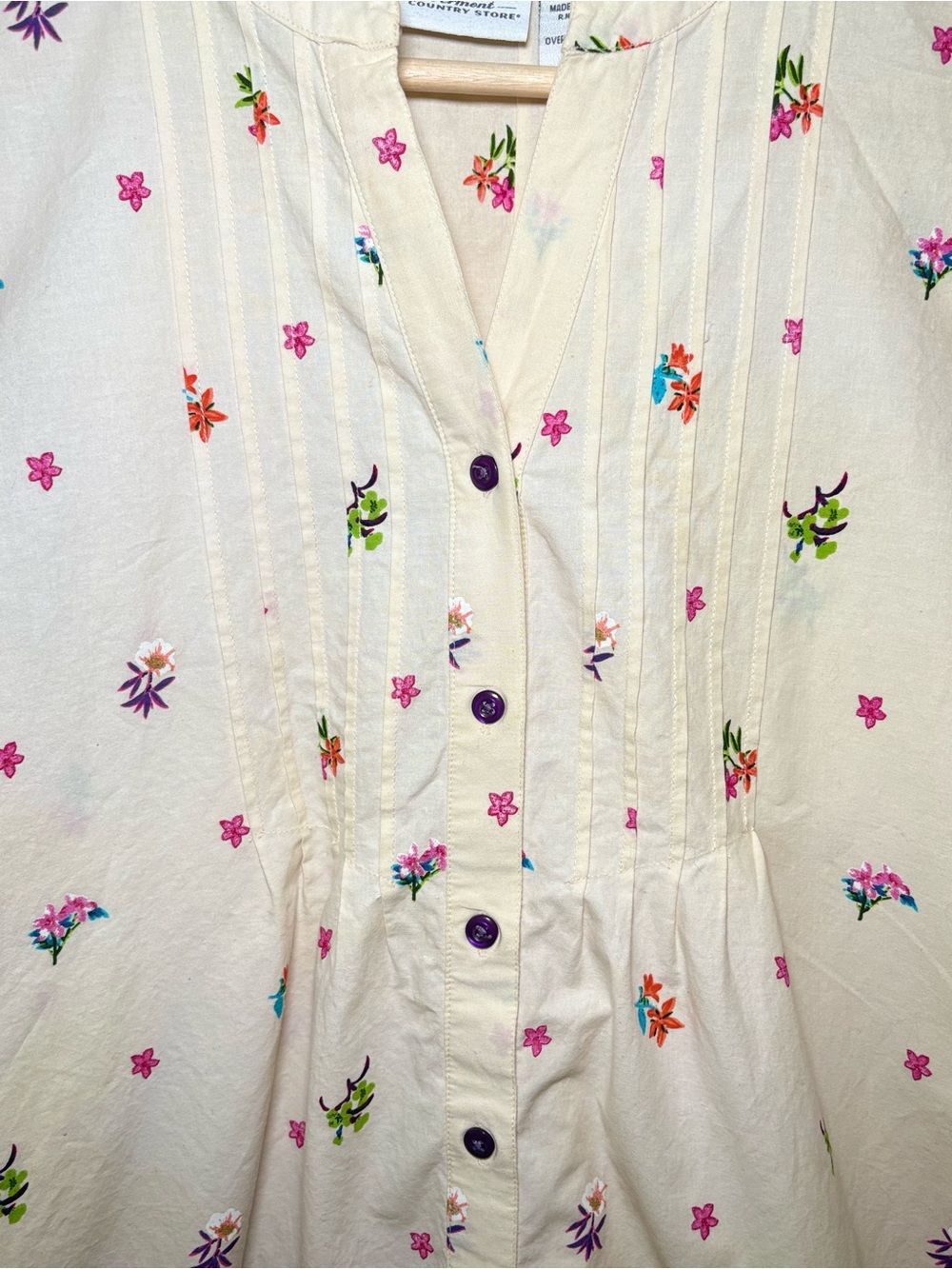Vermont Country Store 100% Cotton Floral Blouse | Cottage Garden Button Top - Picture 6 of 11